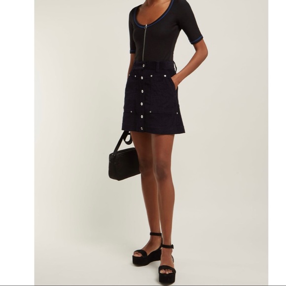 Proenza Schouler Scoop neck stretch jersey quilt soft bodysuit top black - Picture 2 of 15